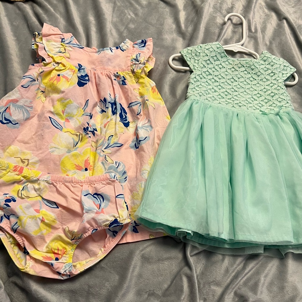 2 NWOT carters 12 months baby toddler girls fancy dresses nice